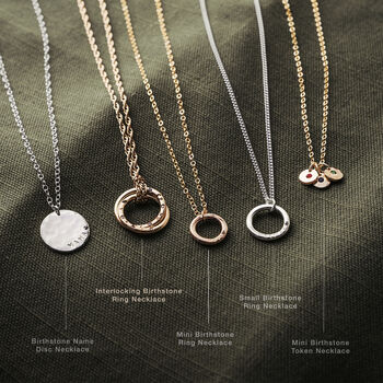 Personalised Interlocking Birthstone Ring Necklace, 6 of 7