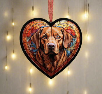 Labrador Stained Glass Effect Heart Suncatcher, 6 of 9