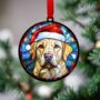 Labrador Yellow In Santa Hat Suncatcher Decoration, thumbnail 2 of 6