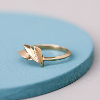 9ct Gold Geometric Fan Shape Ring, 3 of 10