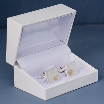 Personalised Wedding Cufflinks. Gold Heart Cufflinks, 8 of 9