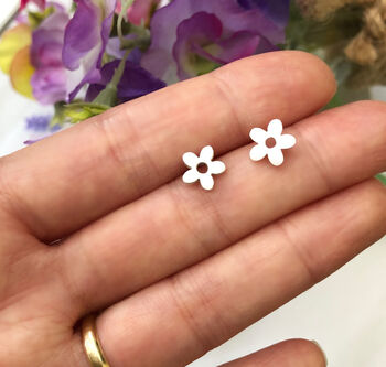 Sterling Silver Mini Flower Earrings, 8 of 12