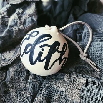 Personalised Calligraphy Ceramic Christmas Bauble, 2 of 4