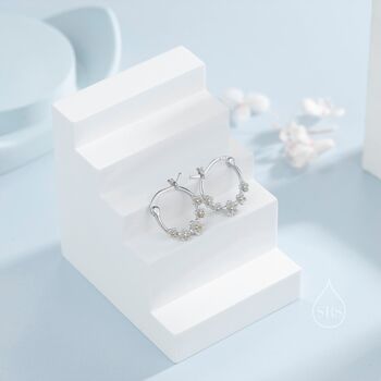 Forget Me Not Flower Cluster Hoop Earrings, 3 of 10