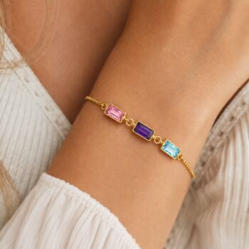 Personalised Create Your Own Baguette Cut Birthstones Bracelet, 5 of 9