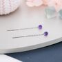 Sterling Silver Amethyst Purple Cz Threader Earrings, thumbnail 3 of 10
