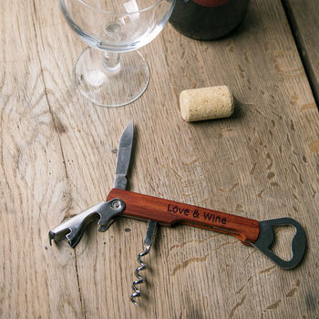 Personalised Wood Wine Bottle Opener, Corkscrew, 4 of 6