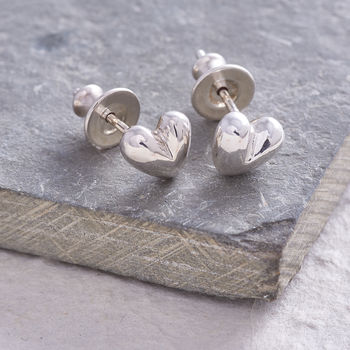 Sweetheart Solid Silver Or Gold Stud Earrings, 5 of 7