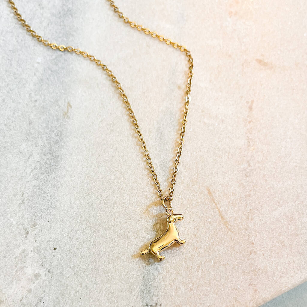 Dainty Dachshund Sausage Dog Charm Necklace, 1 of 1