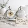Personalised Roman Skeleton Pocket Watch With Own Handwriting For Dad Or Groom, thumbnail 1 of 4