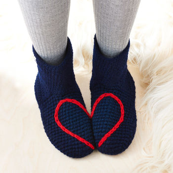 Hidden Love Heart Crochet Slipper Socks, 10 of 12