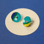 Sparkling Blue Graphic Silver Earrings, thumbnail 4 of 8