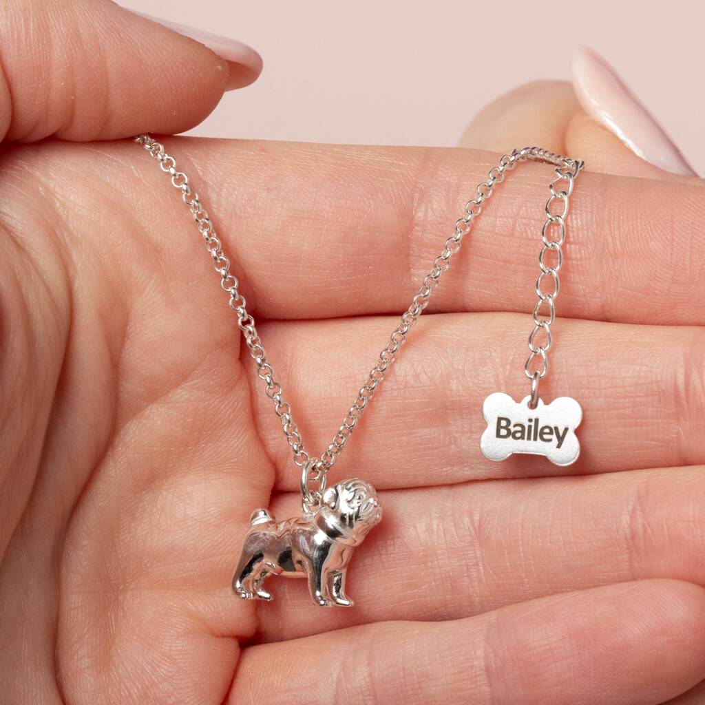 Personalised Pug Sterling Silver Necklace, 1 of 10