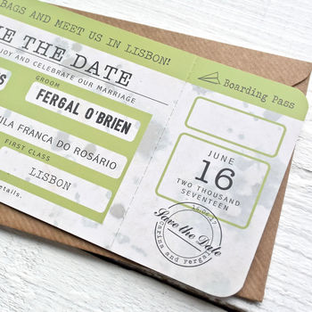 Boarding Pass Save The Date Vintage Style, 8 of 10