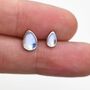 Simple Sterling Silver Droplet Moonstone Stud Earrings, thumbnail 2 of 12