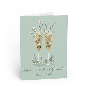 Champagne And Wildflowers New Year Card With Envelope, 2 of 5