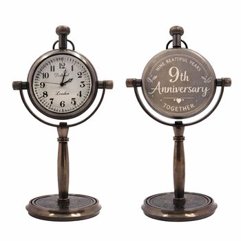 Personalised 9th Anniversary Bronze Desk Clock, 3 of 12
