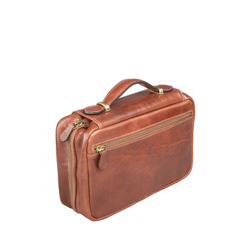 Elegant Leather Double Zip Wash Bag. 'The Cascina', 5 of 12