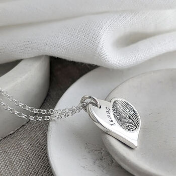 Personalised Silver Fingerprint Heart Necklace, 2 of 6