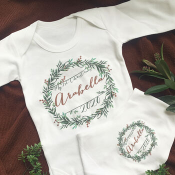 Baby 1st Christmas Wreath Outfit, 3 of 3