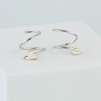 Sterling Silver Arrowhead Spiral Hoop Earrings, 3 of 5