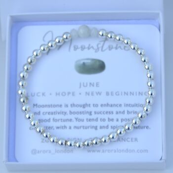 June Birthstone Moonstone Sterling Silver Bracelet, 3 of 5