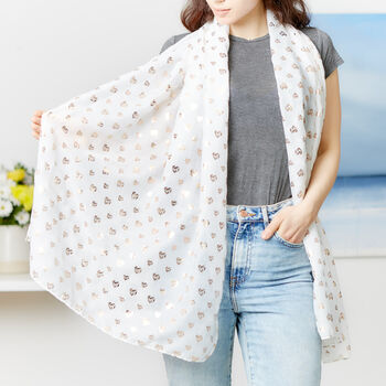 Metallic Gold Heart Print Scarf, 2 of 6