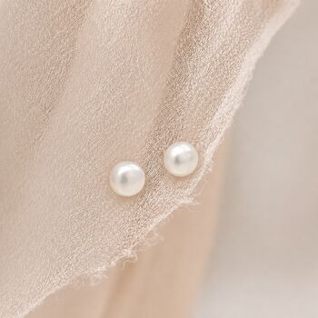 5mm Sterling Silver Pearl Stud Earrings, 3 of 7