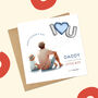 Daddy's Little Boy Blue Heart Balloon Father's Day Card, thumbnail 2 of 2