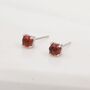 Genuine Garnet Stud Earrings In Sterling Silver, thumbnail 6 of 11