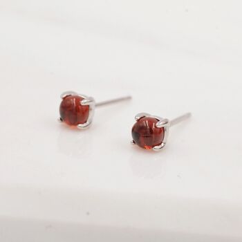Genuine Garnet Stud Earrings In Sterling Silver, 6 of 11