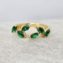 Open Leaf Emerald May Birthstone Gold Vermeil Ring, thumbnail 1 of 5