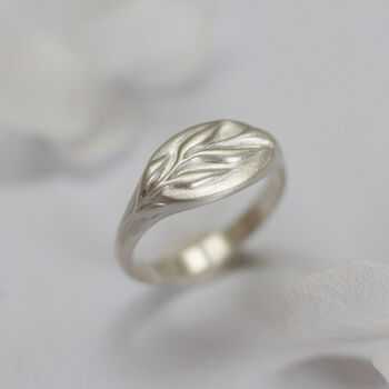 Silver Olive Branch Signet Ring, 5 of 9