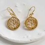 Gold Plated Sterling Silver Dangly Tree Earrings, thumbnail 1 of 4
