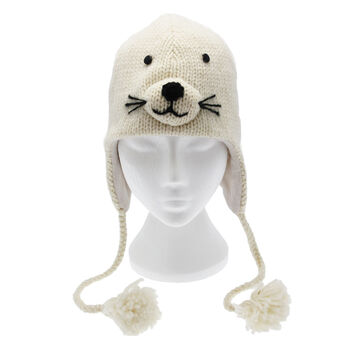 Seal Hand Knitted Woollen Animal Hat, 3 of 6