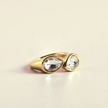 14ct Gold Plated Double Gemstone Ring, 4 of 9