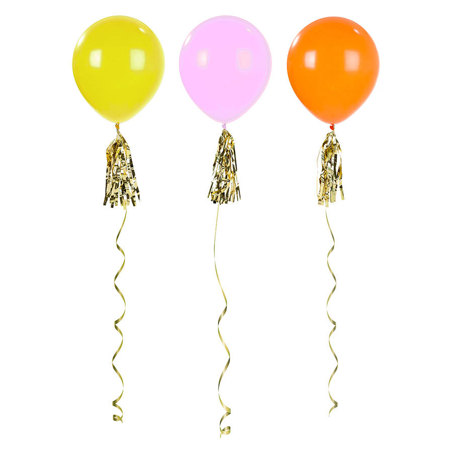 set of three giant balloons with tassels by all things brighton