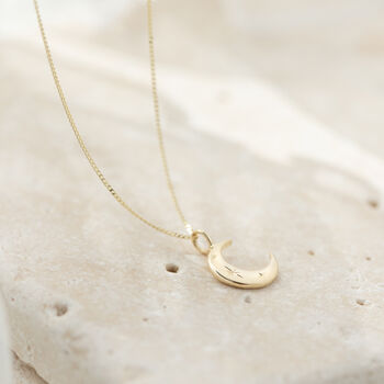 Solid Gold Crescent Moon Necklace, 2 of 11