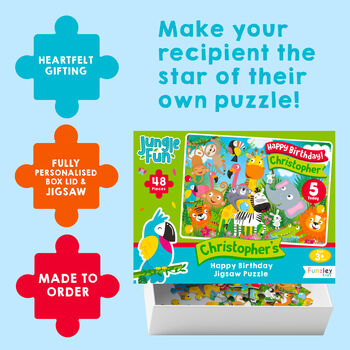 Personalised Jungle Fun Birthday Jigsaw Puzzle, 6 of 7