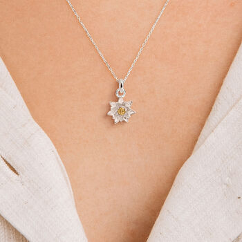 Personalised Sterling Silver July Lotus Waterlily Birth Flower Necklace, 3 of 10