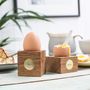 Personalised Oak And Brass Egg Cup, thumbnail 1 of 3