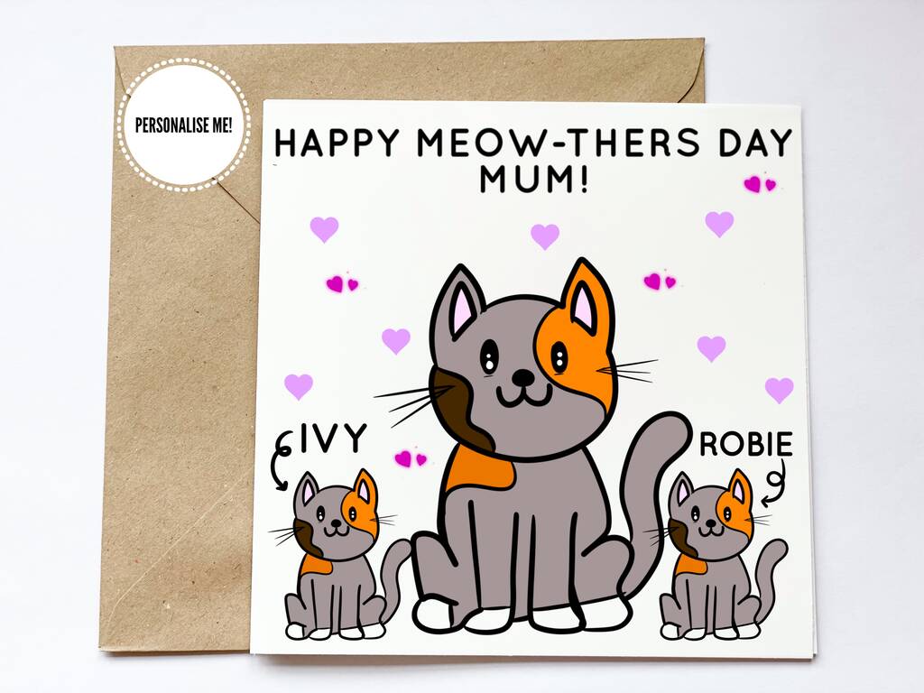 Personalised Cat Mothers Day Card By The Card Wala Co Notonthehighstreet