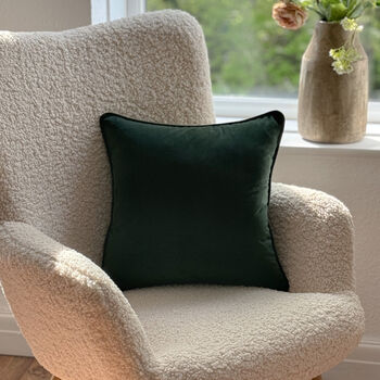 Super Soft Velvet Piped Cushion Pillow 43cm 17' Green, 3 of 3