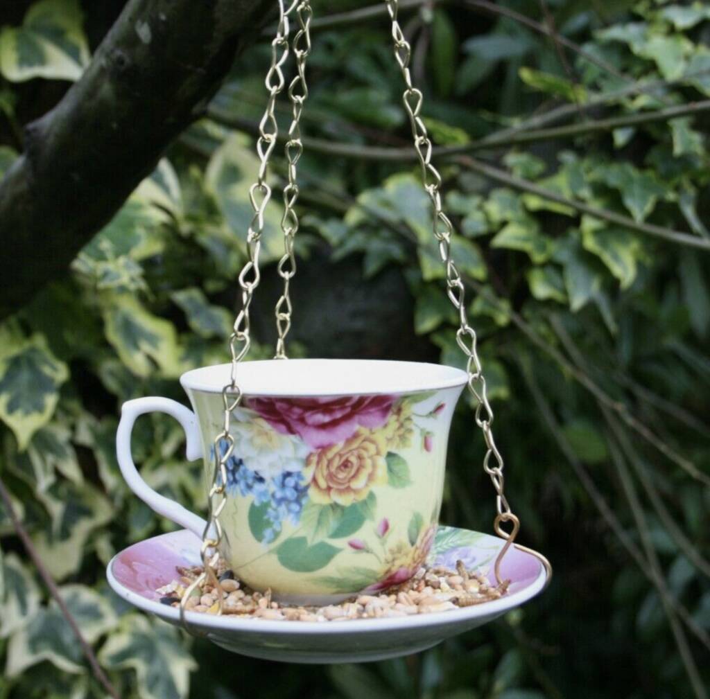 Vintage China Teacup Bird Feeder, 1 of 3