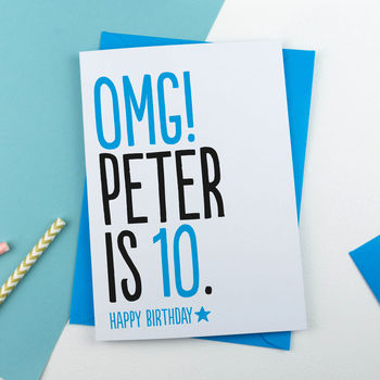 10th Birthday Card Omg Personalised, 2 of 3