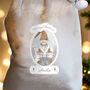 Personalised Silver Grey Gonk Pom Pom Christmas Sack, thumbnail 4 of 5