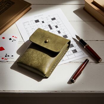 Personalised Handmade Leather Playing Cards Holder, 3 of 9