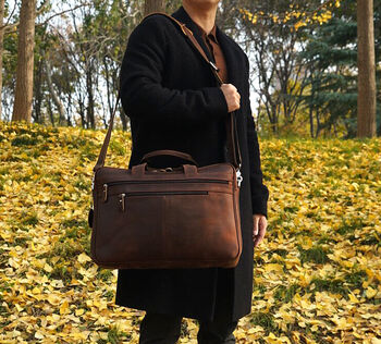 Minimalist Leather Briefcase Laptop Bag Business, 3 of 12