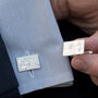 Memorial Ashes Imprint Silver Rectangle Cufflinks, thumbnail 1 of 4