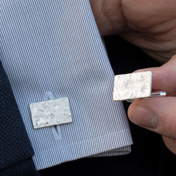 Memorial Ashes Imprint Silver Rectangle Cufflinks, 2 of 3